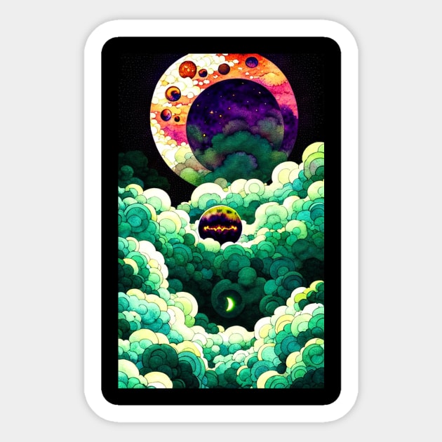 Cloudy Moon Eclipse Watercolor Sticker by Trip Tank